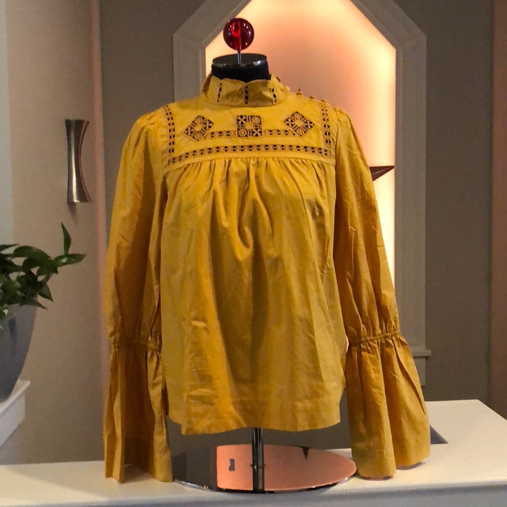 Free people mustard blouse